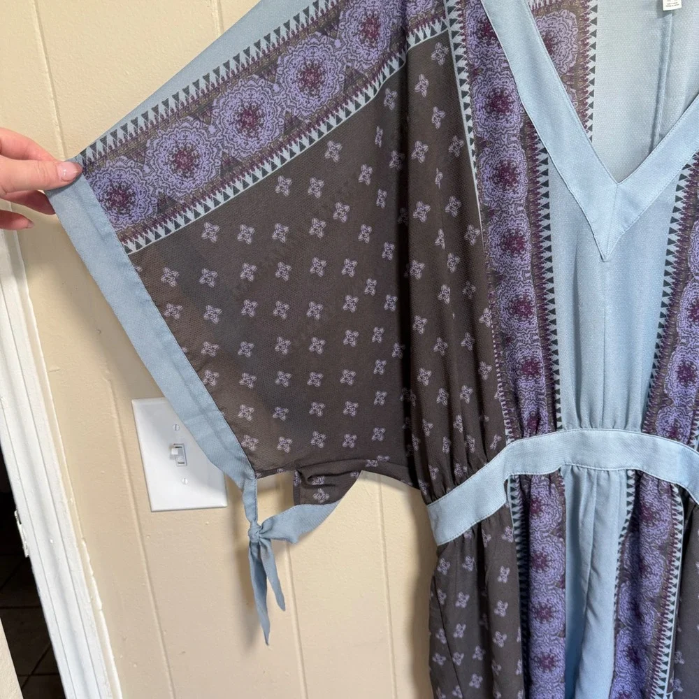 Free People Womens Santa Cruz Mini Dress Medium Boho Indie Kimono Purple Blue - Picture 3 of 15